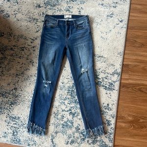 Free people denim jeans with fringe